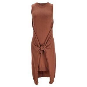 See by Chloé Knitted Midi Dress with Knot in Rust Wool